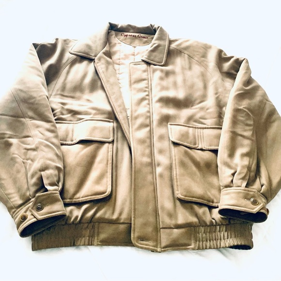 CYPRESS GROVE Short Oversized Trench Coat, Bomber Jacket Silk Gaberdine, tan - Picture 6 of 10